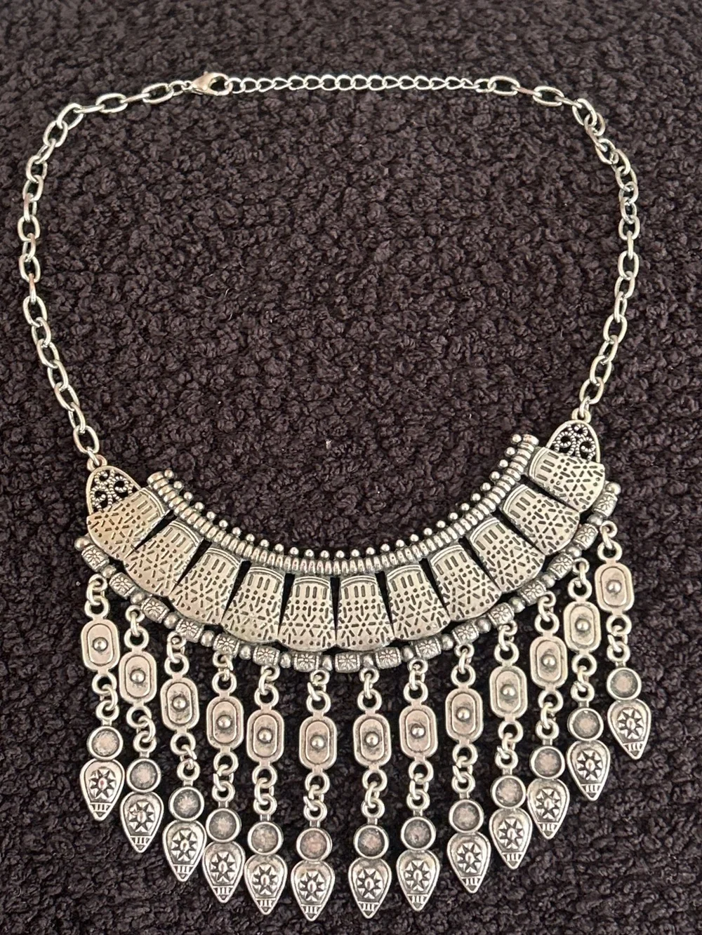 Paparazzi The Desert Is Calling Silver Fringe Tribal Choker Necklace